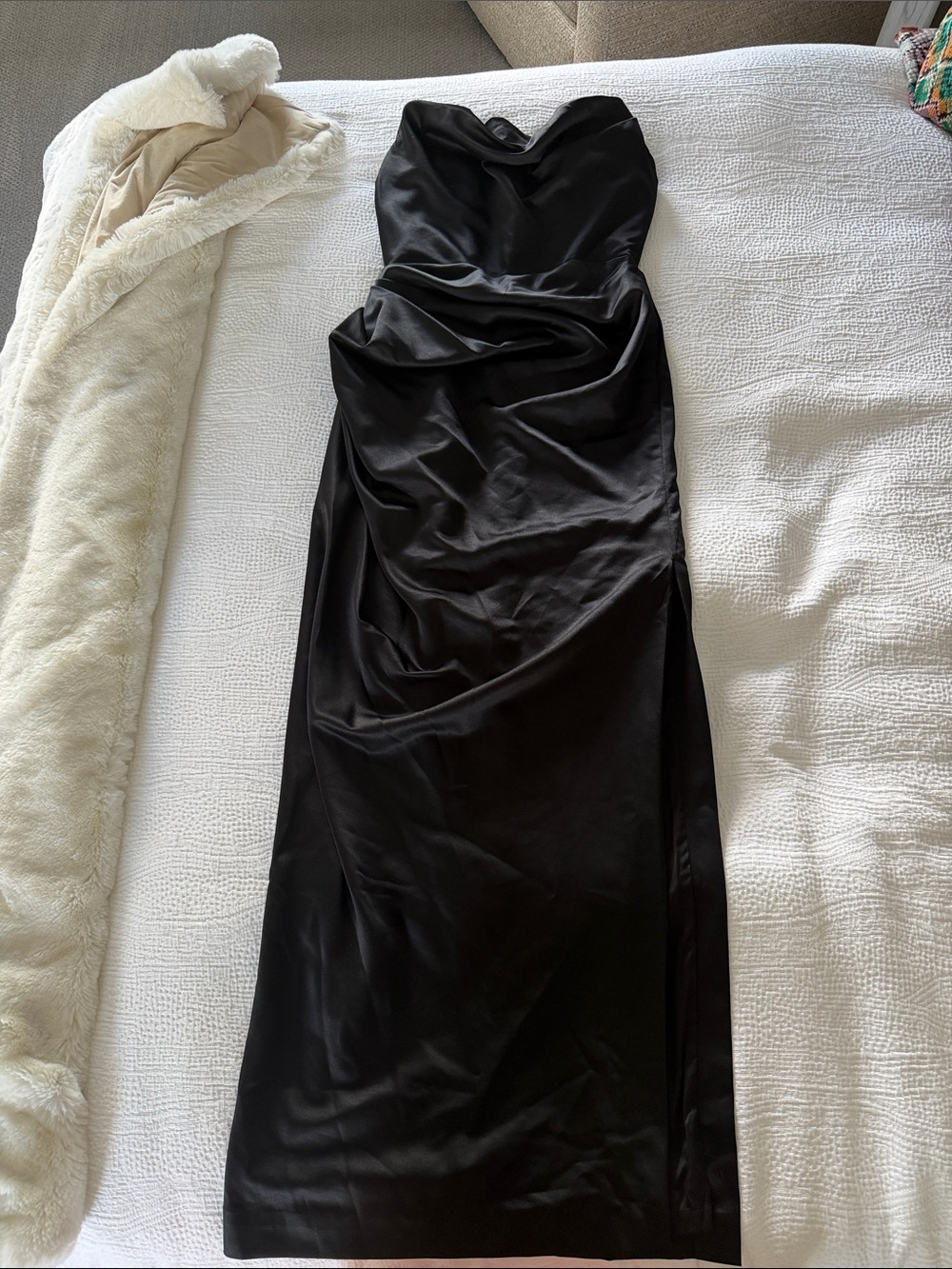 House of CB Black Strapless Satin Gown